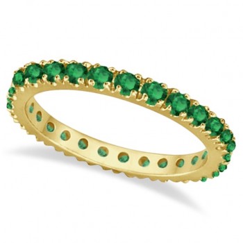 Emerald Eternity Stackable Ring Band 14K Yellow Gold (0.75ct)