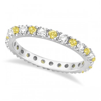 Fancy Yellow Canary & White Diamond Eternity Ring Band 14K Gold 1/2ct