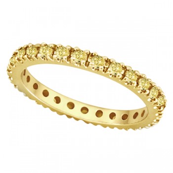 Fancy Yellow Canary Diamond Eternity Ring Band 14K Yellow Gold (0.51ct)