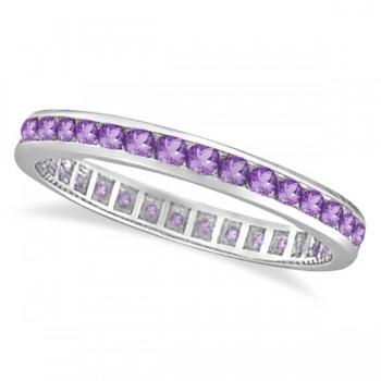 Amethyst Channel Set Eternity Ring Band 14k White Gold (1.00ct)