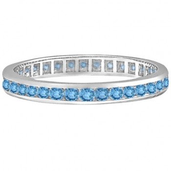 Blue Topaz Channel-Set Eternity Ring Band 14k White Gold (1.00ct)