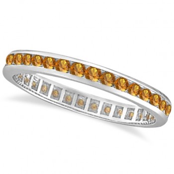 Citrine Channel-Set Eternity Ring Band 14k White Gold (1.04ct)