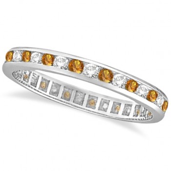 Citrine & Diamond Channel-Set Eternity Ring 14k White Gold (1.00ct)