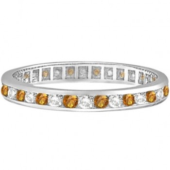 Citrine & Diamond Channel-Set Eternity Ring 14k White Gold (1.00ct)