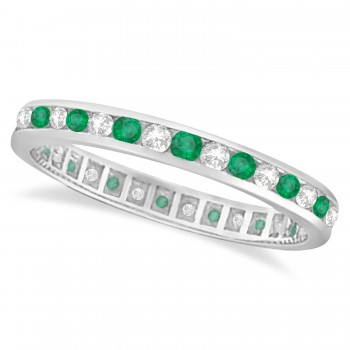 Emerald & Diamond Channel Set Eternity Band Ring (1.04ct)