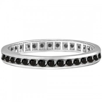 Black Diamond Channel-Set Eternity Ring Band 14k White Gold (1.04ct)