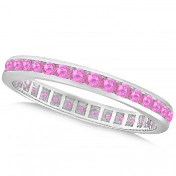 Pink Sapphire Channel Set Eternity Band 14k W. Gold (1.04ct)