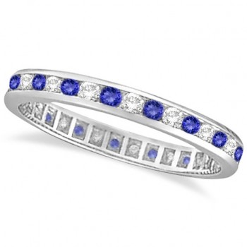 Tanzanite & Diamond Channel-Set Eternity Ring 14k White Gold (1.04ct)