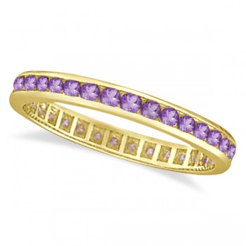 Amethyst Channel Set Eternity Ring Band 14k Yellow Gold (1.00ct)