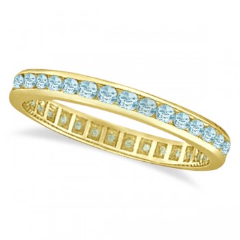 Aquamarine Channel-Set Eternity Ring Band 14k Yellow Gold (1.08ct)