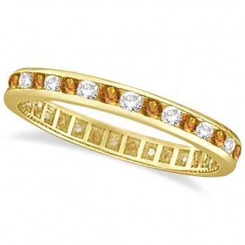 Citrine & Diamond Channel-Set Eternity Ring 14k Yellow Gold (1.00ct)