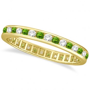 Peridot & Diamond Channel-Set Eternity Ring 14k Yellow Gold (1.04ct)