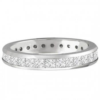 Channel-Set Princess Cut Diamond Eternity Ring 14k White Gold (1.56ct)