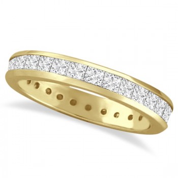 Channel-Set Princess Cut Diamond Eternity Ring 14k Y. Gold (1.56ct)