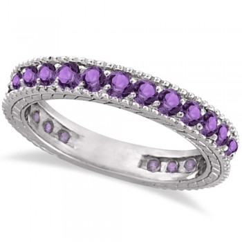 Amethyst Eternity Ring Anniversary Ring Band 14k White Gold (1.16ct)