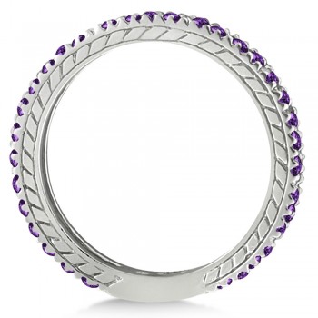 Amethyst Eternity Ring Anniversary Ring Band 14k White Gold (1.16ct)