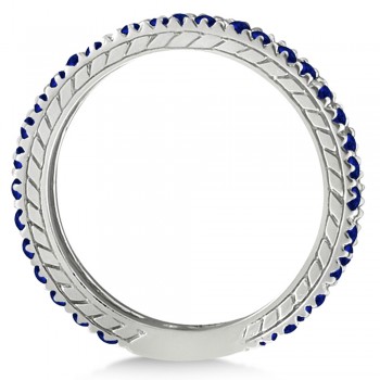 Blue Sapphire Eternity Ring Anniversary Band 14k White Gold (1.16ct)