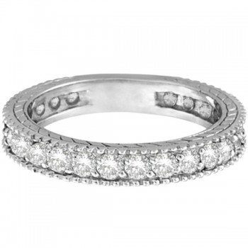 Diamond Eternity Milgrain Edged Ring Band 14k White Gold (1.00ct)