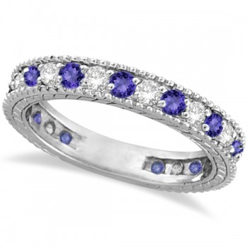 Diamond & Tanzanite Eternity Ring Band 14k White Gold (1.08ct)