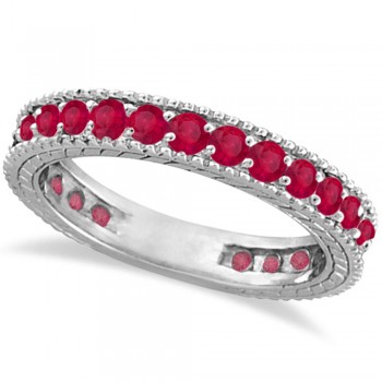 Ruby Eternity Ring Anniversary Ring Band 14k White Gold (1.16ct)