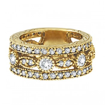 Antique Style Eternity Diamond Anniversary Ring 18k Yellow Gold (2.08ct)