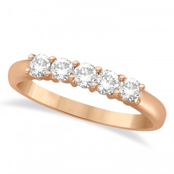 Five Stone Lab Grown Diamond Ring Anniversary Band 14k Rose Gold (0.50ctw)