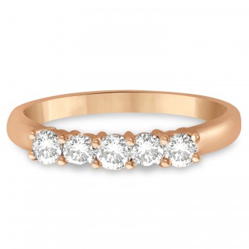 Five Stone Lab Grown Diamond Ring Anniversary Band 14k Rose Gold (0.50ctw)