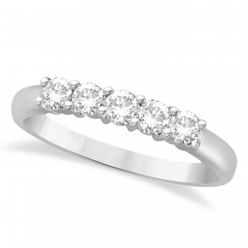 Five Stone Lab Grown Diamond Ring Anniversary Band 14k White Gold (0.50ctw)