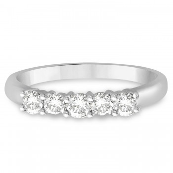 Five Stone Lab Grown Diamond Ring Anniversary Band 14k White Gold (0.50ctw)