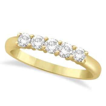 Five Stone Lab Grown Diamond Ring Anniversary Band 14k Yellow Gold (0.50ctw)