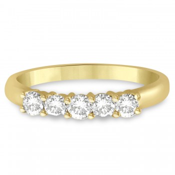 Five Stone Lab Grown Diamond Ring Anniversary Band 14k Yellow Gold (0.50ctw)