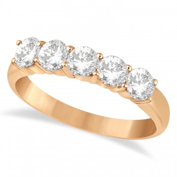 Five Stone Lab Grown Diamond Ring Anniversary Band 14k Rose Gold (1.00ctw)