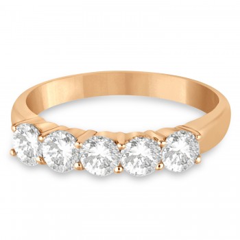 Five Stone Lab Grown Diamond Ring Anniversary Band 14k Rose Gold (1.00ctw)