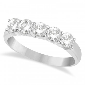 Five Stone Lab Grown Diamond Ring Anniversary Band 14k White Gold (1.00ctw)
