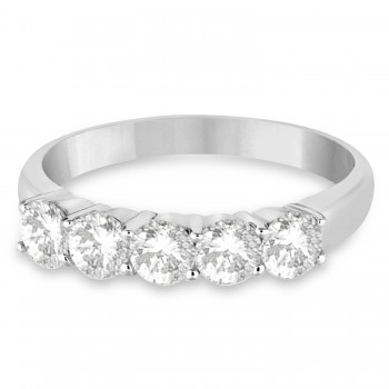 Five Stone Lab Grown Diamond Ring Anniversary Band 14k White Gold (1.00ctw)