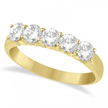 Five Stone Lab Grown Diamond Ring Anniversary Band 14k Yellow Gold (1.00ctw)