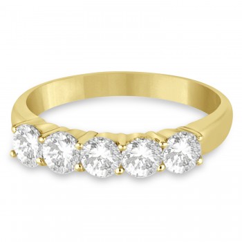 Five Stone Lab Grown Diamond Ring Anniversary Band 14k Yellow Gold (1.00ctw)