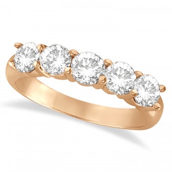 Five Stone Lab Grown Diamond Ring Anniversary Band 14k Rose Gold (1.50 ctw)