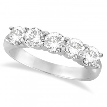 Five Stone Lab Grown Diamond Ring Anniversary Band 14k White Gold (1.50ctw)