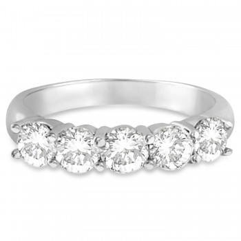 Five Stone Lab Grown Diamond Ring Anniversary Band 14k White Gold (1.50ctw)