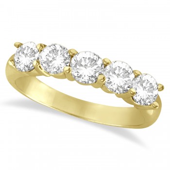 Five Stone Lab Grown Diamond Ring Anniversary Band 14k Yellow Gold (1.50 ctw)