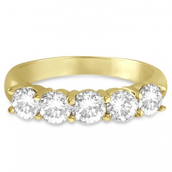 Five Stone Lab Grown Diamond Ring Anniversary Band 14k Yellow Gold (1.50 ctw)