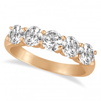 Five Stone Lab Grown Diamond Ring Anniversary Band 14k Rose Gold (2.00 ctw)