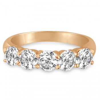 Five Stone Lab Grown Diamond Ring Anniversary Band 14k Rose Gold (2.00 ctw)
