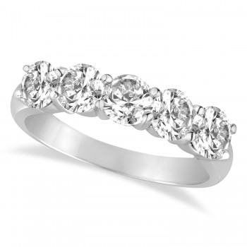 Five Stone Lab Grown Diamond Ring Anniversary Band 14k White Gold (2.00ctw)