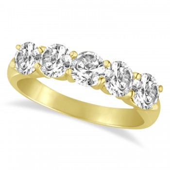 Five Stone Lab Grown Diamond Ring Anniversary Band 14k Yellow Gold (2.00 ctw)