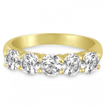 Five Stone Lab Grown Diamond Ring Anniversary Band 14k Yellow Gold (2.00 ctw)