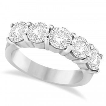 Five Stone Lab Grown Diamond Ring Anniversary Band 14k White Gold (2.50ctw)