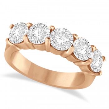 Five Stone Lab Grown Diamond Ring Anniversary Band 14k Rose Gold (3.00ctw)
