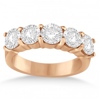 Five Stone Lab Grown Diamond Ring Anniversary Band 14k Rose Gold (3.00ctw)